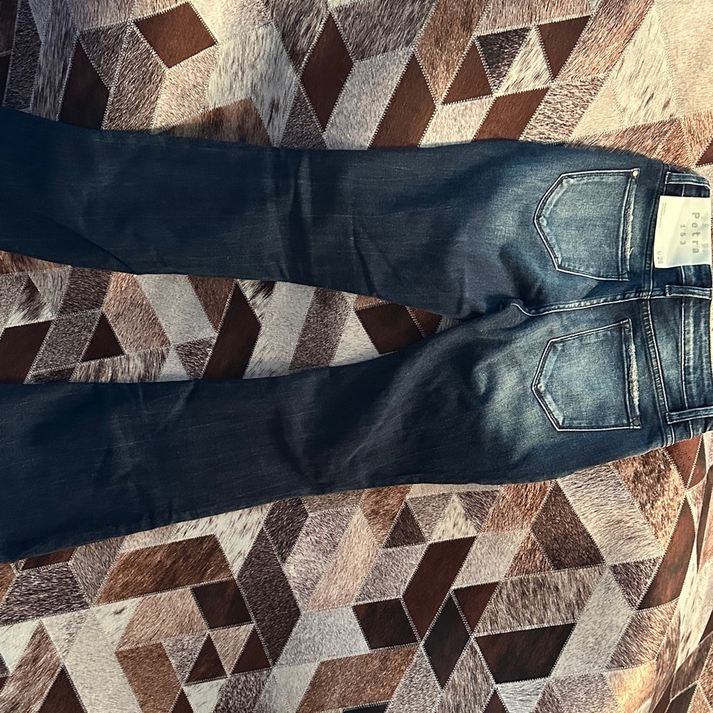 Petra Fashions Dark Blue Distressed Flare Jeans - Picture 4 of 5